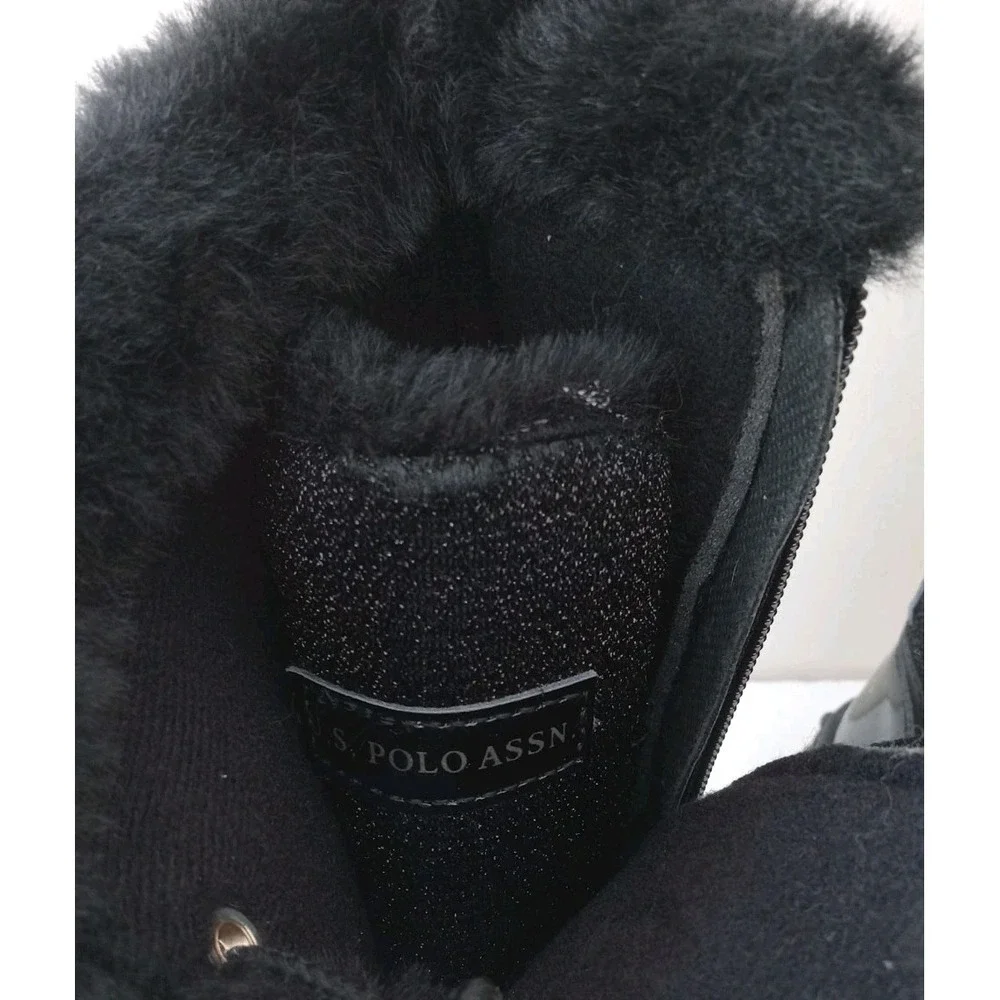 U.S. Polo Assn. Black Kids Girls Youth Winter Snow Boots Size 3Y width M